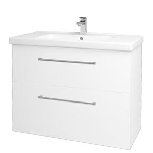 DŘEVOJAS BIG INN SZZ2 100 skrinka s umývadlom 100x47x72 cm, 2 zásuvky, úchytka chróm, biela lesk/biela vysoký lesk
