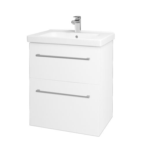 DŘEVOJAS BIG INN SZZ2 65 skrinka s umývadlom 65x47x72 cm, 2 zásuvky, úchytka chróm, biela lesk/ biela vysoký lesk 133177-T03 Obrázek - Hlavní obrázek