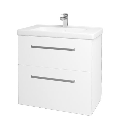 DŘEVOJAS BIG INN SZZ2 80 skrinka s umývadlom 80x47x72 cm, 2 zásuvky, úchytka hliník mat, biela lesk/biela vysoký lesk 133184-T01 Obrázek - Hlavní obrázek