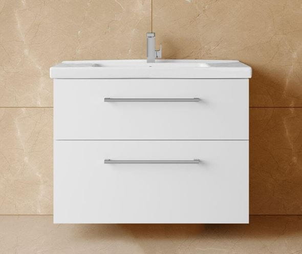 DŘEVOJAS BIG INN SZZ2 80 skrinka s umývadlom 80x47x72 cm, 2 zásuvky, úchytka hliník mat, biela lesk/biela vysoký lesk 133184-T01 Obrázek - fotka