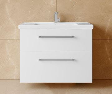 DŘEVOJAS BIG INN SZZ2 80 skrinka s umývadlom 80x47x72 cm, 2 zásuvky, úchytka hliník mat, biela lesk/biela vysoký lesk 133184-T01 Obrázek - fotka