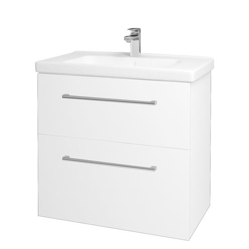 DŘEVOJAS BIG INN SZZ2 80 skrinka s umývadlom 80x47x72 cm, 2 zásuvky, úchytka chróm, biela lesk/biela vysoký lesk 133184-T03 Obrázek - Hlavní obrázek