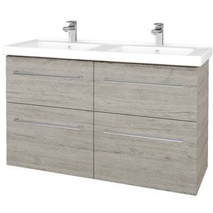 DŘEVOJAS BIG INN SZZ4 125 skrinka s dvojumývadlom 125x47x72 cm, 4 zásuvky, úchytka chróm, oregon