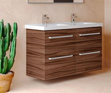 DŘEVOJAS BIG INN SZZ4 125 skrinka s dvojumývadlom 125x47x72 cm, 4 zásuvky, úchytka chróm, biela lesk/biela vysoký lesk 27257-T03 Obrázek - fotka