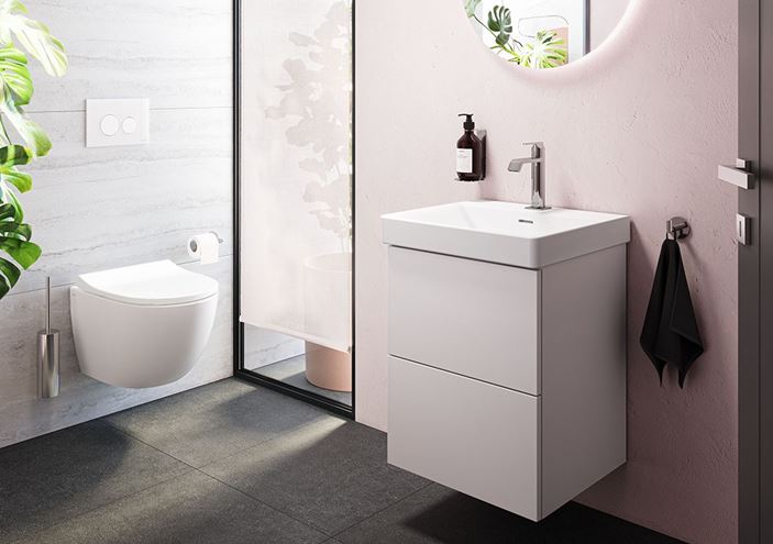 VITRA METROPOLE PURE skrinka s umývadlom 60x47x67, 5 cm, 2 zásuvky, Push-open, s osvetlením, matná svetlo šedá 67208 Obrázek - fotka