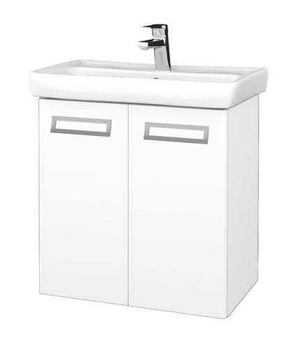 DŘEVOJAS DOOR SZD2 60 skrinka s umývadlom 60x38x56 cm, 2 dvierka, úchytka obdĺžniková, biela lesk/biela vysoký lesk 21965-T39 Obrázek - Hlavní obrázek