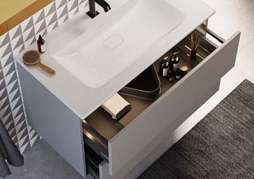 VITRA METROPOLE PURE skrinka s umývadlom 80x47x67, 5 cm, 2 zásuvky, Push-open, s osvetlením, matná svetlo šedá 67209 Obrázek - fotka