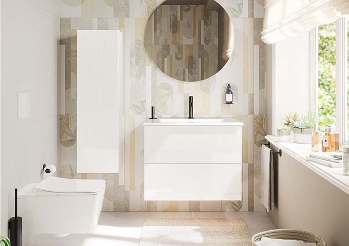 VITRA METROPOLE PURE skrinka s umývadlom 80x47x67, 5 cm, 2 zásuvky, Push-open, s osvetlením, lesklá biela 67332 Obrázek - fotka