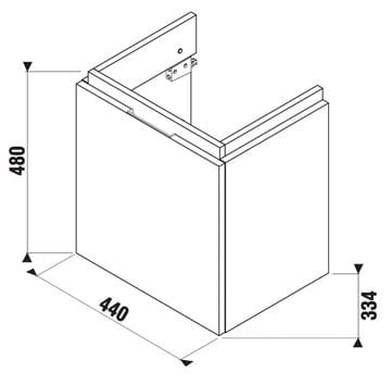 JIKA CUBITO PURE skrinka pod umývadlo 44x33, 4x48 cm, 1 zásuvka, lesklá biela H40J4213015001 Technický nákres