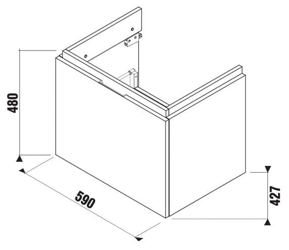 JIKA CUBITO PURE skrinka pod umývadlo 59x42,7x48 cm, 1 zásuvka, lesklá biela H40J4233015001 Technický nákres