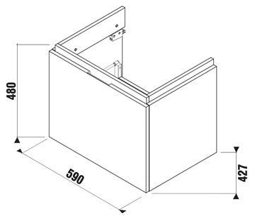 JIKA CUBITO PURE skrinka pod umývadlo 59x42,7x48 cm, 1 zásuvka, lesklá biela H40J4233015001 Technický nákres