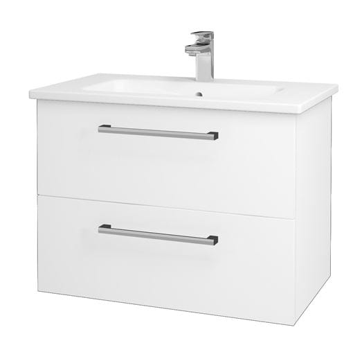 DŘEVOJAS GIO SZZ2 80 skrinka s umývadlom 78x47x56,1 cm, 2 zásuvky, úchytka chróm, biela lesk / biela vysoký lesk 81914-T03 Obrázek - Hlavní obrázek