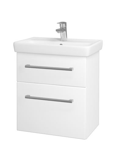 DŘEVOJAS GO SZZ2 55 skrinka s umývadlom 55x38x56 cm, 2 zásuvky, úchytka chróm, biela lesk/biela vysoký lesk 20722-T03 Obrázek - Hlavní obrázek