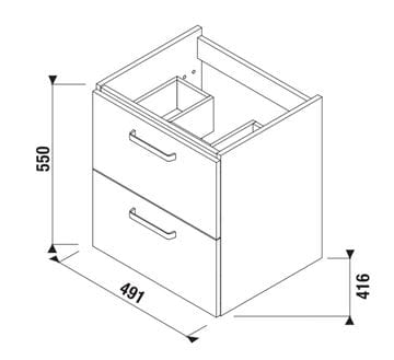 JIKA LYRA PLUS VIVA skrinka pod umývadlo 49,1x41,6x55 cm, 2 zásuvky, biela H40J3834023001 Technický nákres