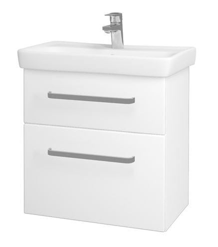 DŘEVOJAS GO SZZ2 60 skrinka s umývadlom 60x38x56 cm, 2 zásuvky, úchytka hliník mat, biela lesk/biela vysoký lesk 20760-T01 Obrázek - Hlavní obrázek