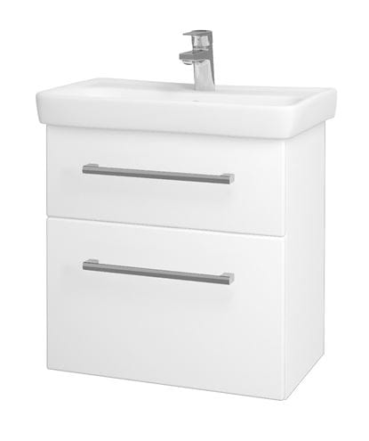 DŘEVOJAS GO SZZ2 60 skrinka s umývadlom 60x38x56 cm, 2 zásuvky, úchytka chróm, biela lesk/biela vysoký lesk 20760-T03 Obrázek - Hlavní obrázek