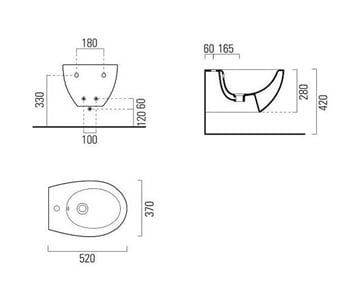 CONCEPT 200 závesný bidet BSECO200CB Technický nákres