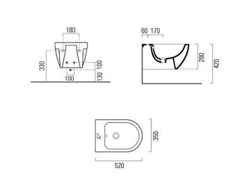 CONCEPT 200 závesný bidet, concept-clean PLUS BSCO200EXCB Technický nákres