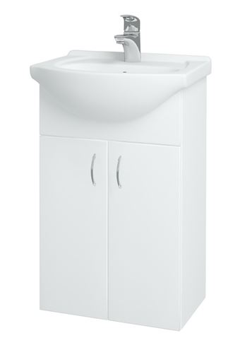 DŘEVOJAS PLUTO SZD2 50 skrinka s umývadlom 49,5x42x73,9 cm, 2 dvierka, lesklá biela 52310-T41 Obrázek - Hlavní obrázek