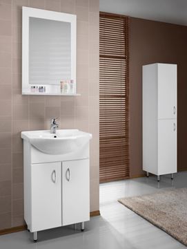 DŘEVOJAS PLUTO SZD2 55 skrinka s umývadlom 55,5x43x73,9 cm, 2 dvierka, lesklá biela 52327-T41 Obrázek - fotka