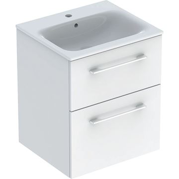 GEBERIT SELNOVA SQUARE skrinka s umývadlom 55x48x65, 2 cm, 2 zásuvky, lesklá biela