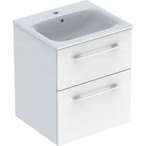 GEBERIT SELNOVA SQUARE skrinka s umývadlom 55x48x65, 2 cm, 2 zásuvky, lesklá biela