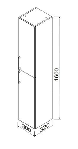 CONCEPT 250 vysoká skrinka 30x32x160 cm, 2 dvierka, biela PTA-010 Technický nákres