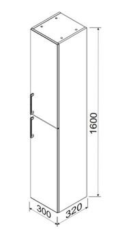 CONCEPT 250 vysoká skrinka 30x32x160 cm, 2 dvierka, biela PTA-010 Technický nákres