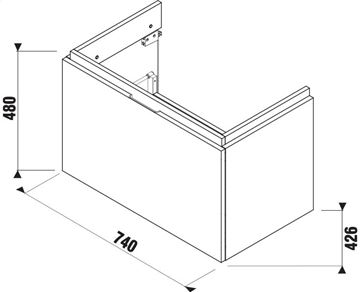 JIKA CUBITO PURE skrinka pod umývadlo 74x42, 6x48 cm, 1 zásuvka, dub H40J4253015191 Technický nákres