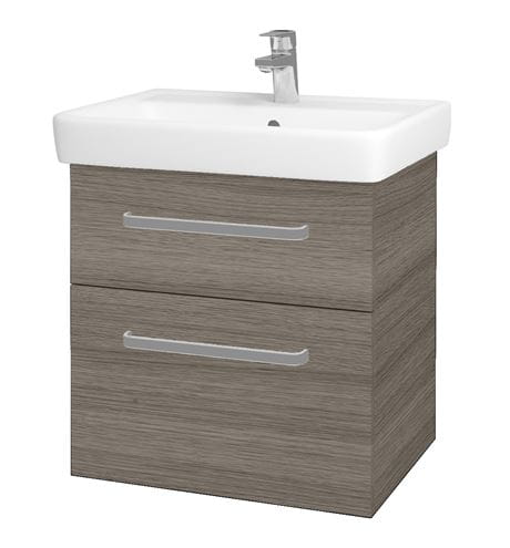 DŘEVOJAS Q MAX SZZ2 60 skrinka s umývadlom 60x47,5x56 cm, 2 zásuvky, úchytka hliník mat, cafe 68441-T01 Obrázek - Hlavní obrázek
