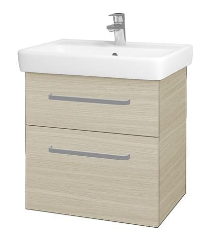 DŘEVOJAS Q MAX SZZ2 60 skrinka s umývadlom 60x47,5x56 cm, 2 zásuvky, úchytka hliník mat, dub 60346-T01 Obrázek - Hlavní obrázek