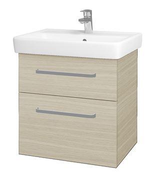 DŘEVOJAS Q MAX SZZ2 60 skrinka s umývadlom 60x47,5x56 cm, 2 zásuvky, úchytka hliník mat, dub
