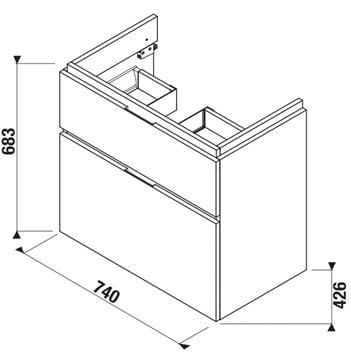 JIKA CUBITO PURE skrinka pod umývadlo 74x42, 6x68, 3 cm, 2 zásuvky, lesklá biela H40J4254045001 Obrázek - fotka