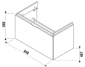 JIKA CUBITO PURE skrinka pod umývadlo 84x46,7x48 cm, 1 zásuvka, Push-open, lesklá biela H40J4263015001 Technický nákres