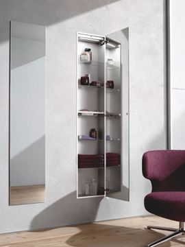 CONCEPT 300 vysoká skrinka 31,6x15,8x158,6 cm, 1 dvierka, Push-open, s osvetlením, biela/zrkadlo 015-2040 Obrázek - fotka