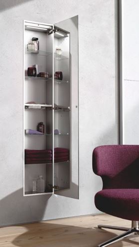 CONCEPT 300 vysoká skrinka 31,6x15,8x158,6 cm, 1 dvierka, Push-open, s osvetlením, biela/čierne sklo 015-2067 Obrázek - fotka