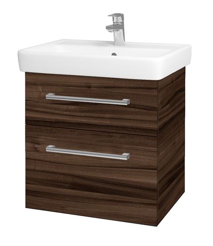 DŘEVOJAS Q MAX SZZ2 60 skrinka s umývadlom 60x47,5x56 cm, 2 zásuvky, úchytka chróm, orech 60353-T03 Obrázek - Hlavní obrázek