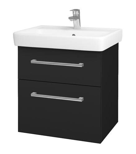 DŘEVOJAS Q MAX SZZ2 60 skrinka s umývadlom 60x47,5x56 cm, 2 zásuvky, úchytka chróm, antracit vysoký lesk 60377-T03 Obrázek - Hlavní obrázek