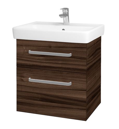 DŘEVOJAS Q MAX SZZ2 60 skrinka s umývadlom 60x47,5x56 cm, 2 zásuvky, úchytka hliník mat, orech 60353-T01 Obrázek - Hlavní obrázek