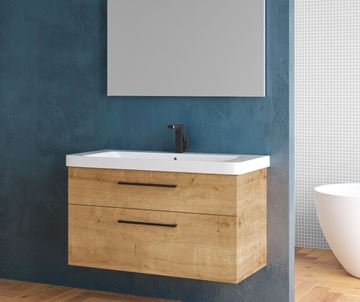DŘEVOJAS Q MAX SZZ2 60 skrinka s umývadlom 60x47,5x56 cm, 2 zásuvky, úchytka hliník mat, lesklá biela/dub 60223-T01 Obrázek - fotka