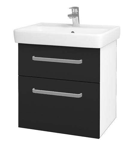 DŘEVOJAS Q MAX SZZ2 60 skrinka s umývadlom 60x47,5x56 cm, 2 zásuvky, úchytka hliník mat, lesklá biela/antracit vysoký lesk 60100-T01 Obrázek - Hlavní obrázek