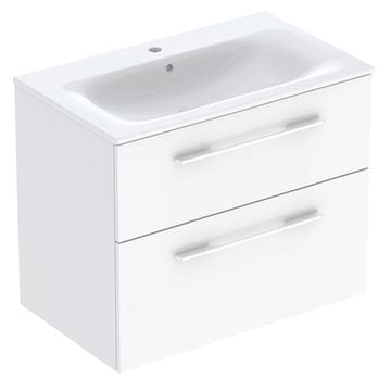 GEBERIT SELNOVA SQUARE skrinka s umývadlom 80x48x65, 2 cm, 2 zásuvky, lesklá biela