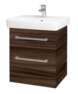 DŘEVOJAS Q MAX SZZ2 55 skrinka s umývadlom 55x47,5x56 cm, 2 zásuvky, úchytka chróm, orech