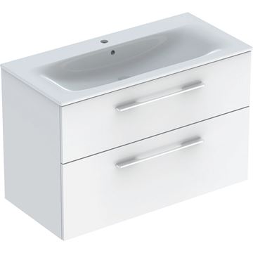 GEBERIT SELNOVA SQUARE skrinka s umývadlom 100x48x65, 2 cm, 2 zásuvky, lesklá biela