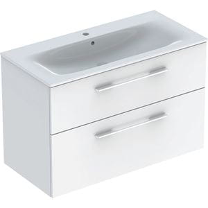 GEBERIT SELNOVA SQUARE skrinka s umývadlom 100x48x65, 2 cm, 2 zásuvky, lesklá biela