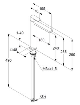 KLUDI RENON umývadlová stojanková batéria, chróm 422980575 Technický nákres