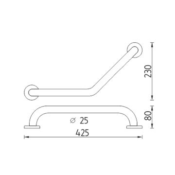 NIMCO lomené madlo 425x230 mm, lesklá nerez BM 7035L-18 Technický nákres