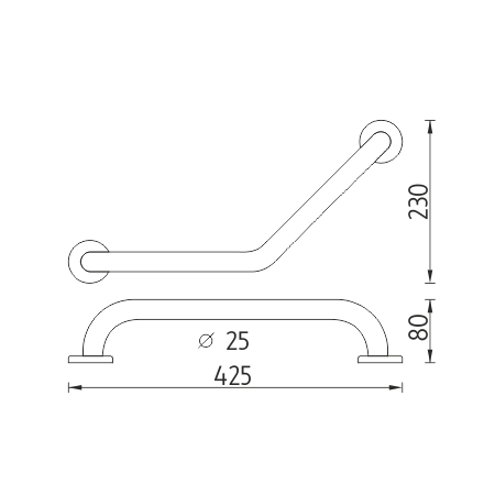 NIMCO lomené madlo 425x230 mm, lesklá nerez BM 7035L-18 Technický nákres
