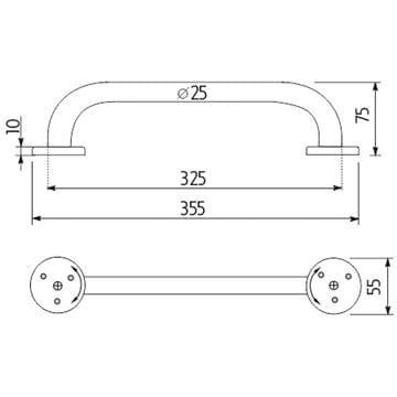 NIMCO UNIX madlo 325 mm, chróm UN 13035BM-26 Technický nákres
