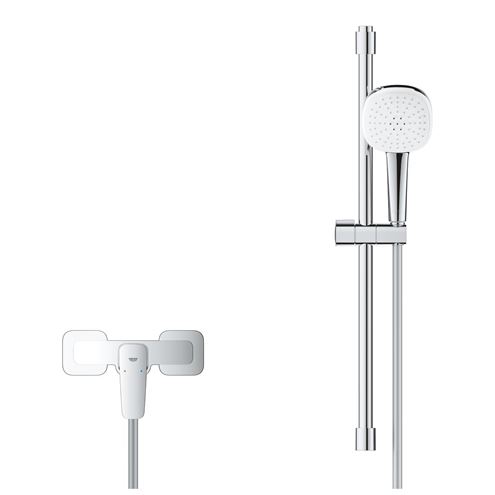 GROHE CUBEO sprchový set s nástennou batériou, ručná sprcha s 2 prúdmi, tyč, hadica, Water Saving, chróm 1018250000 Obrázek - fotka